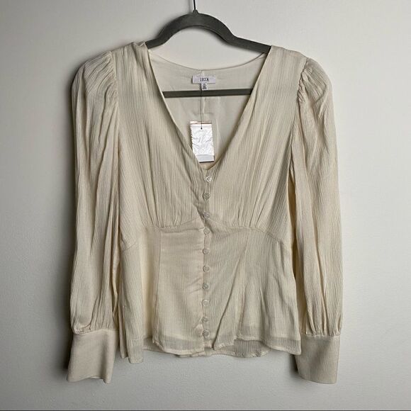 Lucca Button up Blouse NWT white cream XS - Picture 1 of 3